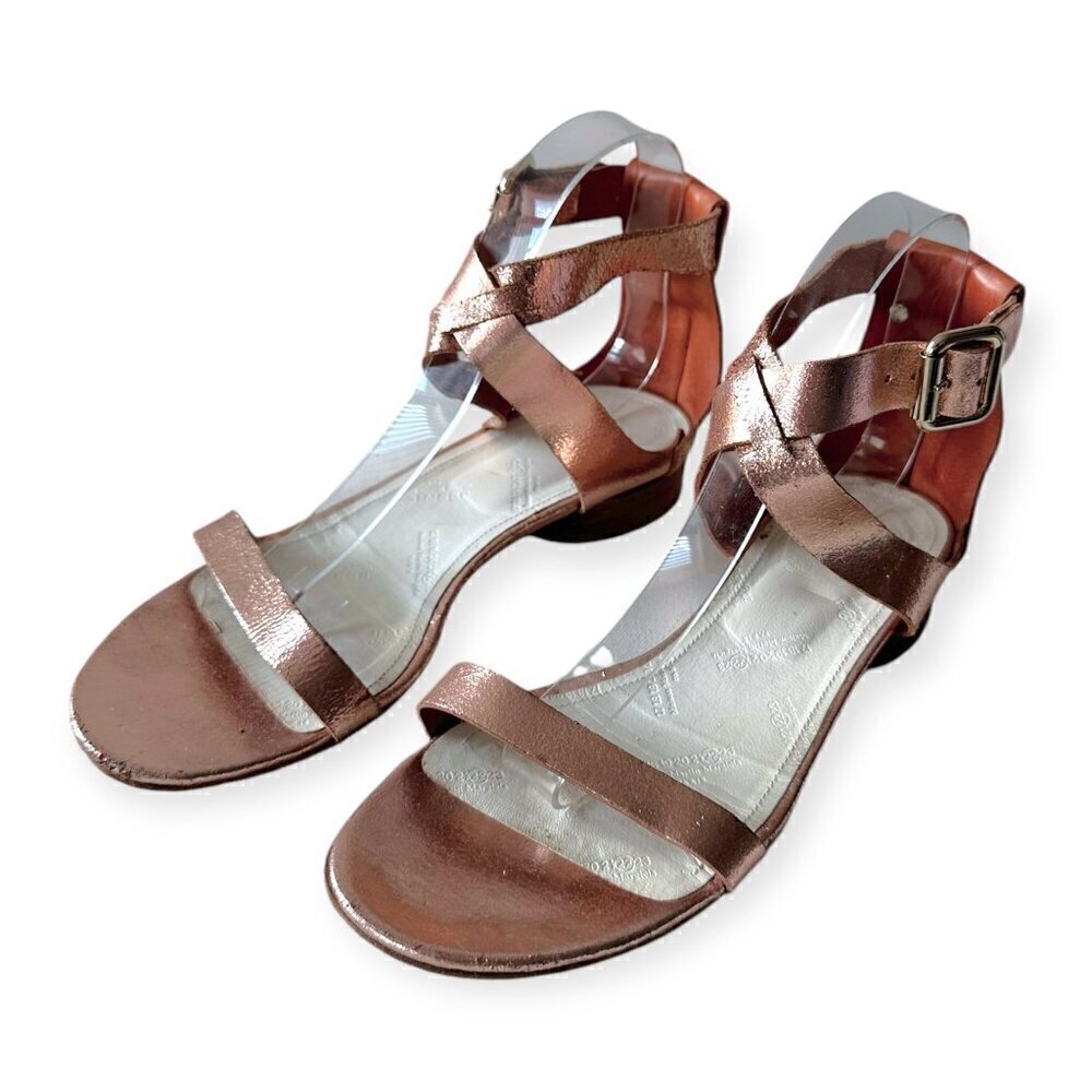 Maison Martin Margiela Rose Gold Cracked Metallic Leather Sandals EU 39.5 - Picture 8 of 13